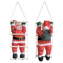 Дядо Коледа на стълба 85x40см подплатен - Сезонни и Празнични Декорации