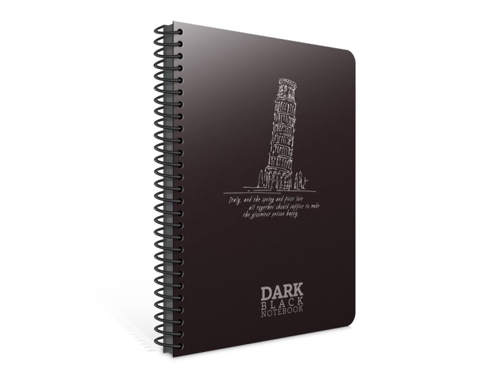 Gipta Dark Тетрадка 17 x 24 cm, с черни листове, PP корица, със спирала, 50 листа Gipta Dark Тетрадка 17 x 24 cm, с черни листове, PP корица, със спирала, 50 листа