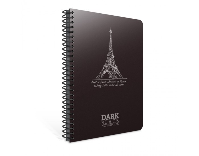 Gipta Dark Тетрадка 17 x 24 cm, с черни листове, PP корица, със спирала, 50 листа Gipta Dark Тетрадка 17 x 24 cm, с черни листове, PP корица, със спирала, 50 листа