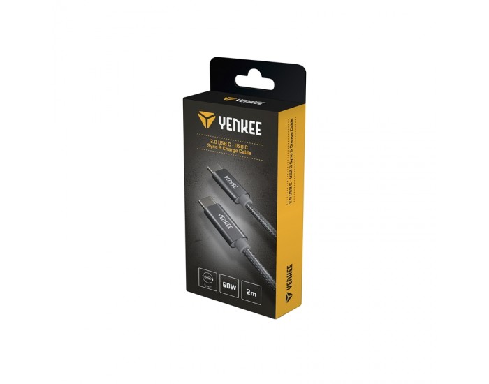 Yenkee Кабел USB Type-C към USB Type-C, 2 m, сив Yenkee Кабел USB Type-C към USB Type-C, 2 m, сив