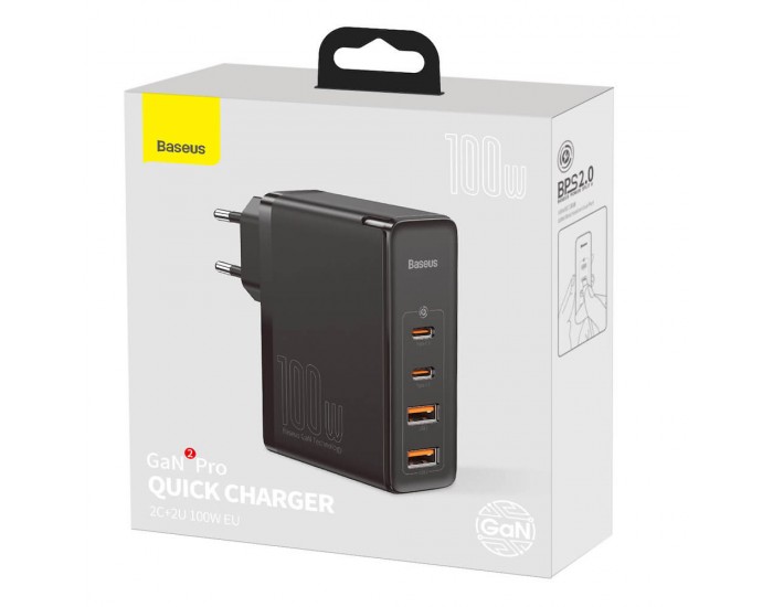 Зарядно устройство Baseus CCGAN2P-L01 GaN 2 Pro Charger 100W черно