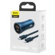 Зарядно за кола Baseus Golden Contactor Pro с USB-A и USB-C изход 40W + кабел Type-C към Lightning 1м, син