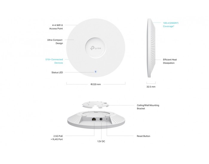 Точка за достъп TP-Link Omada EAP683 UR AX6000 Ceiling Mount WiFi 6