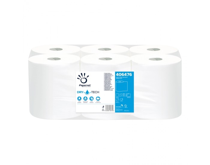Papernet Кърпи за ръце Dry Tech, на ролка, еднопластови, 247 m, 6 броя Papernet Кърпи за ръце Dry Tech, на ролка, еднопластови, 247 m, 6 броя