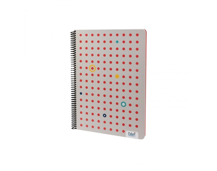 Colori Тетрадка, A4, широки редове, 2 теми, офсетова хартия, спирала, твърда корица, 100 листа Colori Тетрадка, A4, широки редове, 2 теми, офсетова хартия, спирала, твърда корица, 100 листа