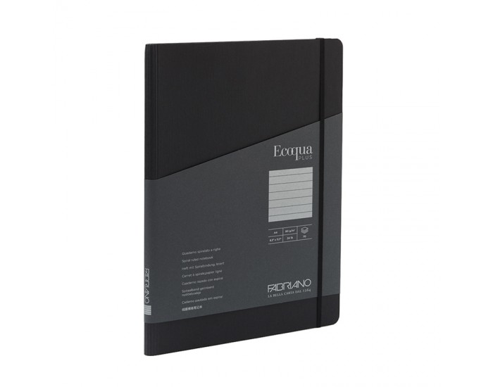 Fabriano Тетрадка Ecoqua+, A4, картонена корица, със скрита спирала, 70 листа, черна Fabriano Тетрадка Ecoqua+, A4, картонена корица, със скрита спирала, 70 листа, черна