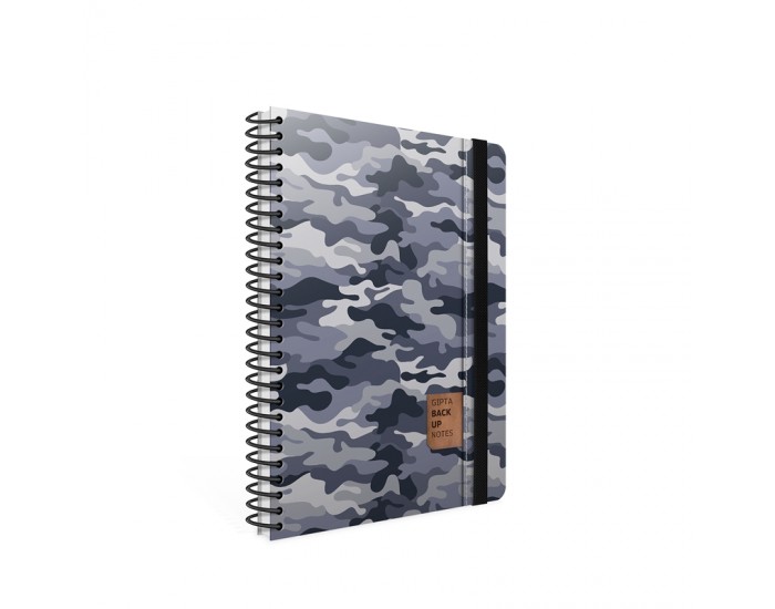 Gipta Тетрадка Backup, кремава хартия, широки редове, картонена корица, със спирала, с ластик, 17 х 24 cm, 120 листа Gipta Тетрадка Backup, кремава хартия, широки редове, картонена корица, със спирала, с ластик, 17 х 24 cm, 120 листа