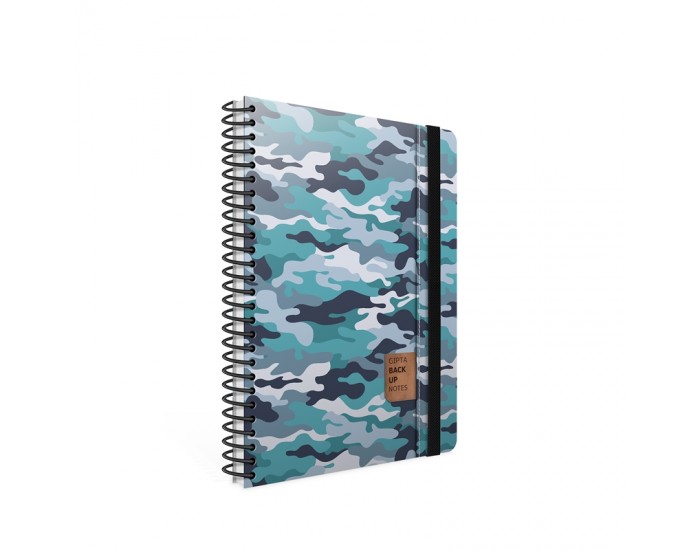 Gipta Тетрадка Backup, кремава хартия, широки редове, картонена корица, със спирала, с ластик, 17 х 24 cm, 120 листа Gipta Тетрадка Backup, кремава хартия, широки редове, картонена корица, със спирала, с ластик, 17 х 24 cm, 120 листа