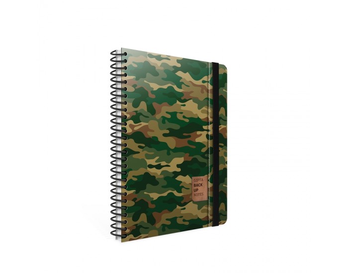 Gipta Тетрадка Backup, кремава хартия, широки редове, картонена корица, със спирала, с ластик, 17 х 24 cm, 120 листа Gipta Тетрадка Backup, кремава хартия, широки редове, картонена корица, със спирала, с ластик, 17 х 24 cm, 120 листа