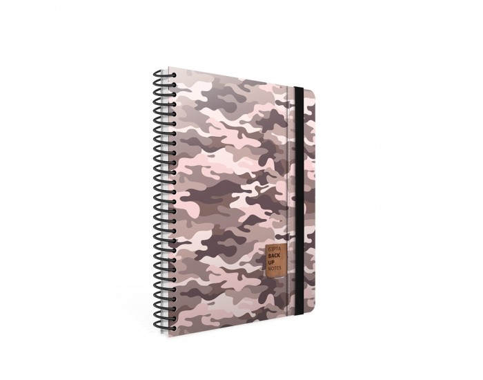 Gipta Тетрадка Backup, кремава хартия, широки редове, картонена корица, със спирала, с ластик, 17 х 24 cm, 120 листа Gipta Тетрадка Backup, кремава хартия, широки редове, картонена корица, със спирала, с ластик, 17 х 24 cm, 120 листа