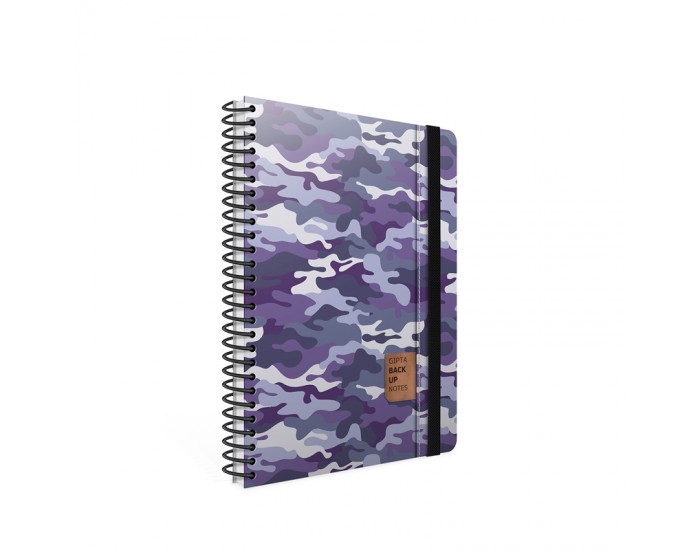 Gipta Тетрадка Backup, кремава хартия, широки редове, картонена корица, със спирала, с ластик, 17 х 24 cm, 120 листа Gipta Тетрадка Backup, кремава хартия, широки редове, картонена корица, със спирала, с ластик, 17 х 24 cm, 120 листа