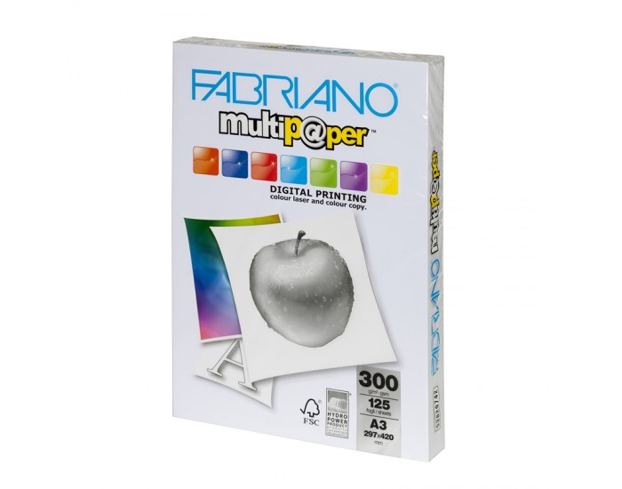 Fabriano Копирен картон Multipaper, A3, 300 g/m2, гланц, 125 листа