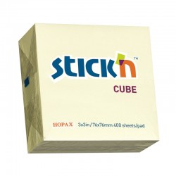 Stick'n Самозалепващи листчета, 76 x 76 mm, пастелни, жълти, 400 листа - Самозалепващи ленти и фолио