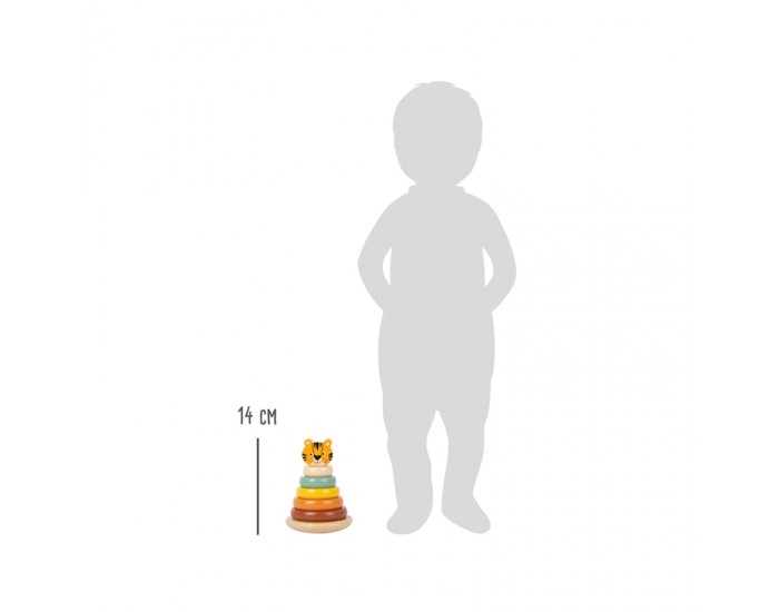 Small Foot Кула Тигър, с форми за нанизване, дървени Small Foot Кула Тигър, с форми за нанизване, дървени