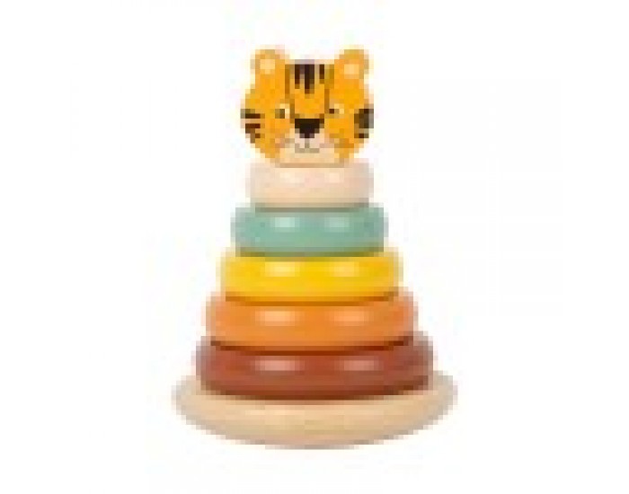 Small Foot Кула Тигър, с форми за нанизване, дървени Small Foot Кула Тигър, с форми за нанизване, дървени