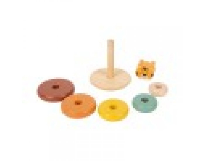 Small Foot Кула Тигър, с форми за нанизване, дървени Small Foot Кула Тигър, с форми за нанизване, дървени