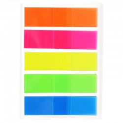 Stick'n Самозалепващи индекси, PVC, 45 x 12 mm, 5 цвята, 100 броя - Самозалепващи ленти и фолио