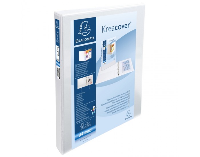 Exacompta Папка Kreacover, А4, с 2 ринга, 3 джоба, PP, 38 mm, бяла Exacompta Папка Kreacover, А4, с 2 ринга, 3 джоба, PP, 38 mm, бяла