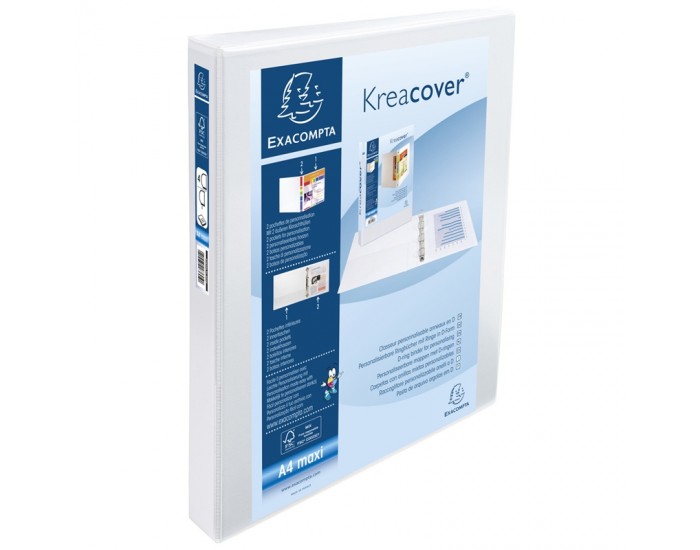 Exacompta Папка Kreacover, А4, с 4 ринга, 3 джоба, PP, 47 mm, бяла Exacompta Папка Kreacover, А4, с 4 ринга, 3 джоба, PP, 47 mm, бяла