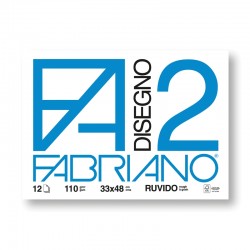 Fabriano Блок за рисуване Disegno 2, 33 x 48 cm, 110 g/m2, грапав, подлепен, 12 листа - Платна и Стативи
