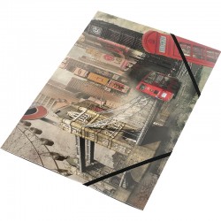 Panta Plast Папка London Collection, PP, с ластик, с 3 капака, A4 - Panta Plast