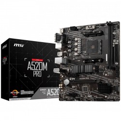 MSI Main Board Desktop A520M PRO (AM4, 2xDDR4, 1xPCI-E X16, 2xPCI-E X1, 4xSATA3, 1xM.2, RAID, 6xUSB3.2 Gen1, 6xUSB2.0, DP, VGA, HDMI, Audio, GLAN) mATX Retail - Офис техника