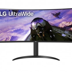 Монитор LG 34WP65CP-B, 34" UltraWide AG, Curved VA, 5ms, 1ms MBR, CR 3000:1, 300 cd/m2, 21:9, QHD 3440x1440, HDR10, AMD FreeSync, sRGB 99%, 160Hz, HDMI, DisplayPort, Speaker Maxx Audio 7Wx2, Tilt, Height Adjustable, Headphone Out, Black - Офис