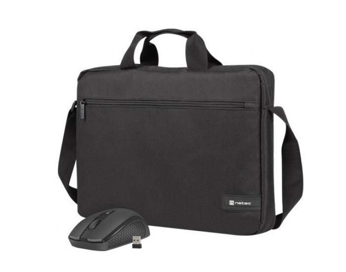 Комплект Natec laptop bag WALLROO 2 15.6" with wireless mouse Black