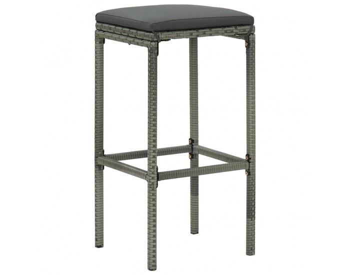 Sonata H Бар табуретки с възглавници, 2 бр, полиратан, сиви Sonata H Бар табуретки с възглавници, 2 бр, полиратан, сиви