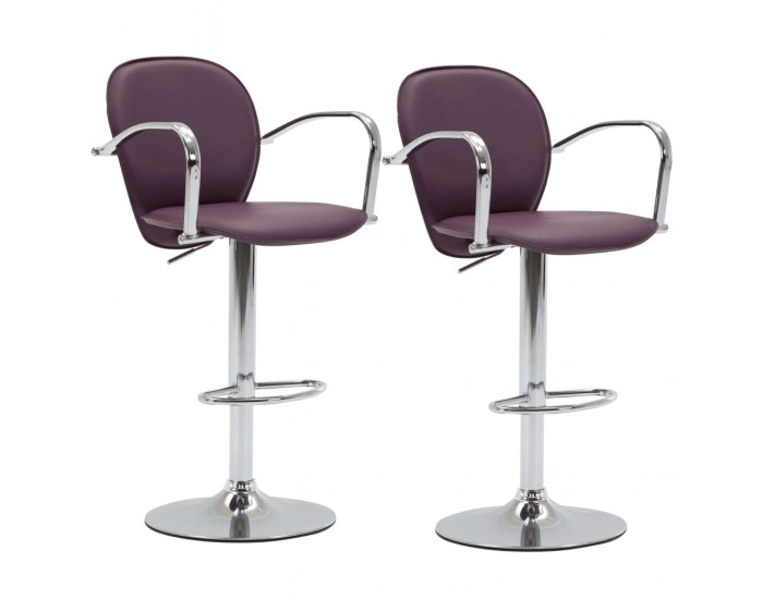 Sonata H Бар табуретки с подлакътници, 2 бр, лилави, изкуствена кожа