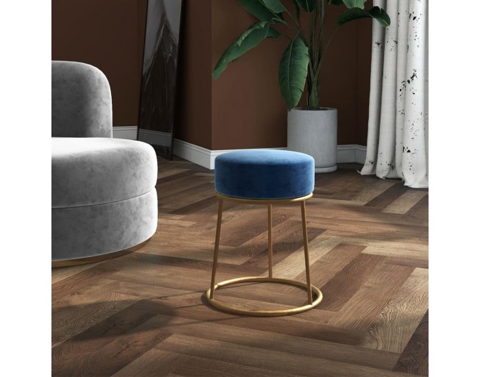 Sonata H Кръгъл хокер, син, кадифе