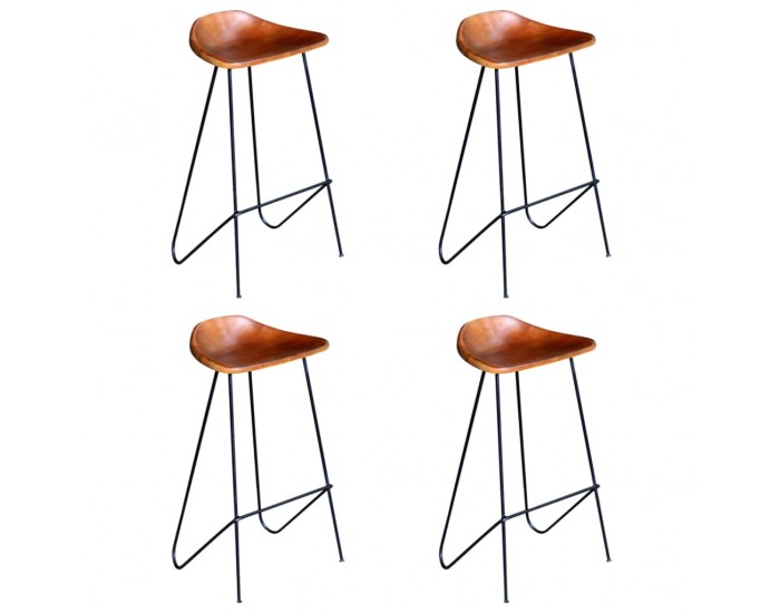 Sonata H Бар столове, 4 бр, естествена кожа, кафяви