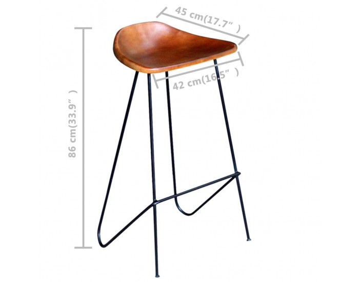 Sonata H Бар столове, 4 бр, естествена кожа, кафяви