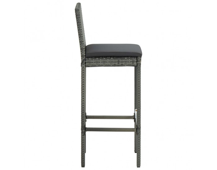 Sonata H Бар табуретки с възглавници, 6 бр, сиви, полиратан