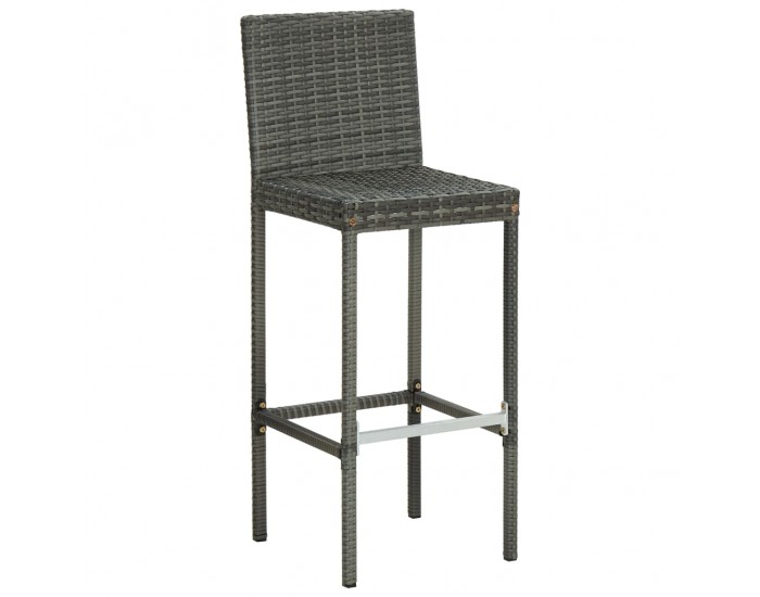 Sonata H Бар табуретки с възглавници, 6 бр, сиви, полиратан