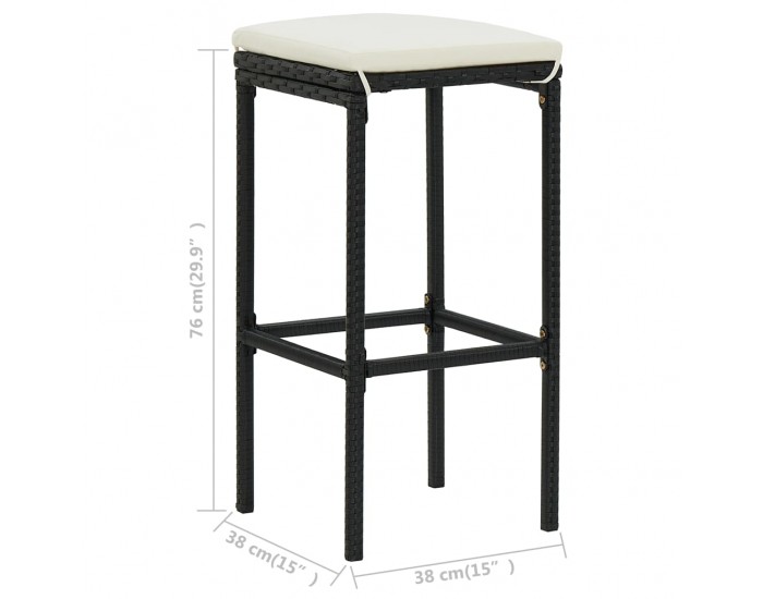 Sonata H Бар табуретки с възглавници, 2 бр, черен полиратан Sonata H Бар табуретки с възглавници, 2 бр, черен полиратан