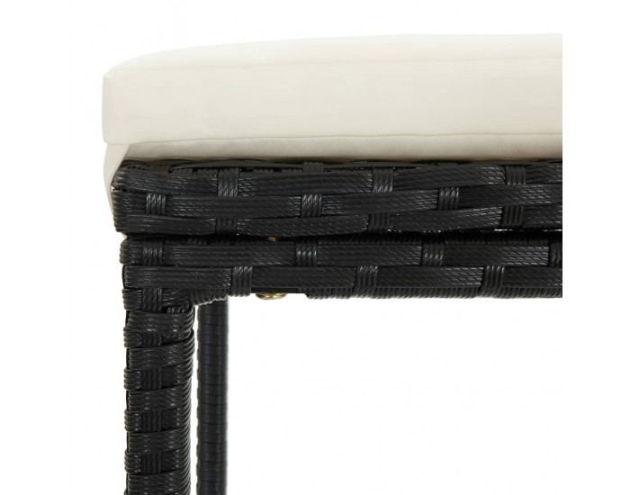 Sonata H Бар табуретки с възглавници, 6 бр, черен полиратан