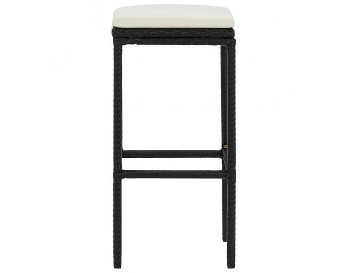 Sonata H Бар табуретки с възглавници, 6 бр, черен полиратан