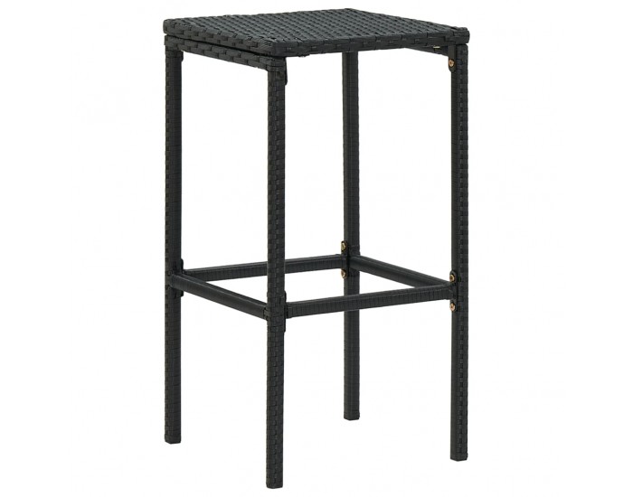 Sonata H Бар табуретки с възглавници, 6 бр, черен полиратан