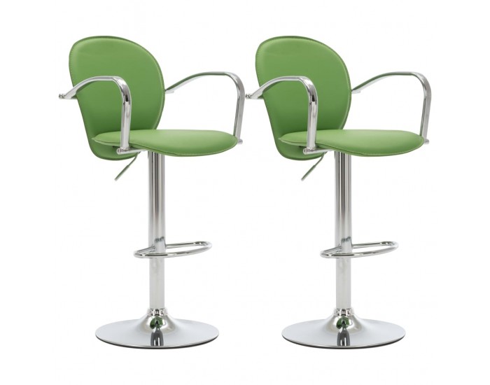 Sonata H Бар табуретки с подлакътници, 2 бр, зелени, изкуствена кожа