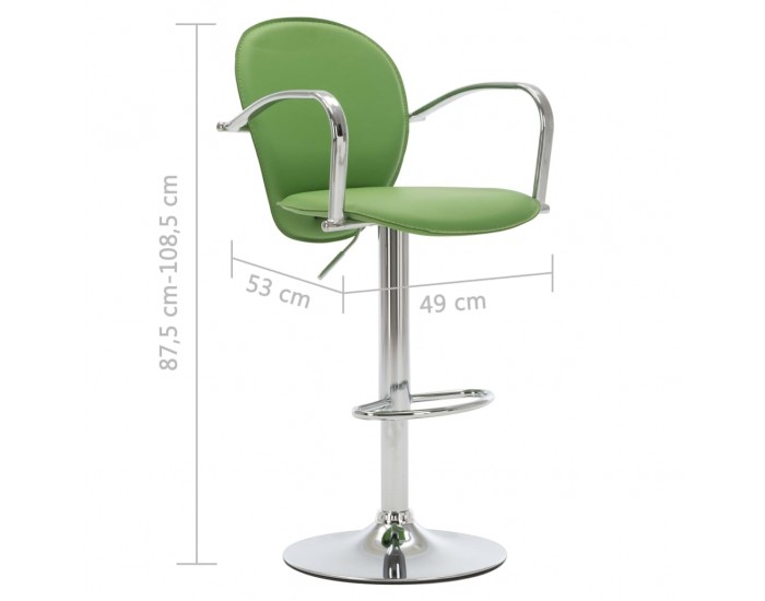 Sonata H Бар табуретки с подлакътници, 2 бр, зелени, изкуствена кожа