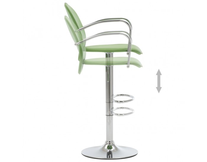 Sonata H Бар табуретки с подлакътници, 2 бр, зелени, изкуствена кожа