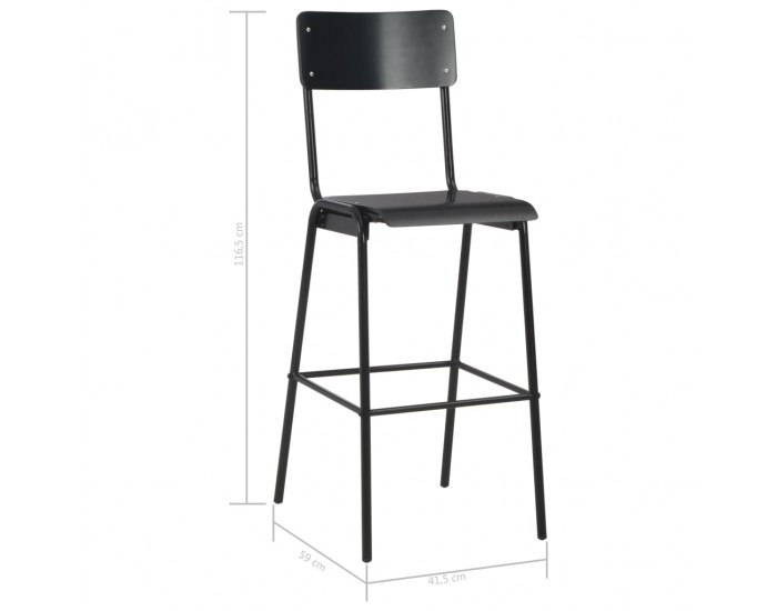 Sonata H Бар столове, 2 бр, черни, твърд шперплат, стомана