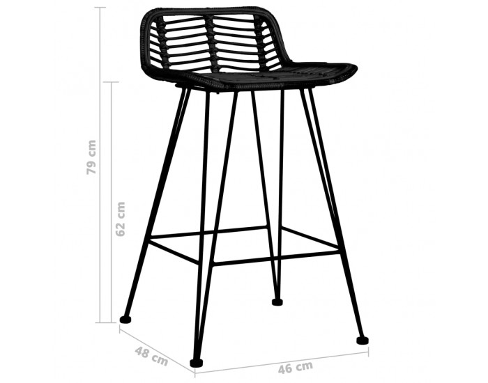 Sonata H Бар столове, 2 бр, черни, ратан