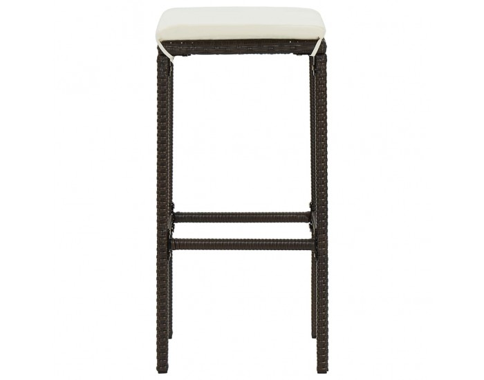 Sonata H Бар табуретки с възглавници, 4 бр, кафяв полиратан