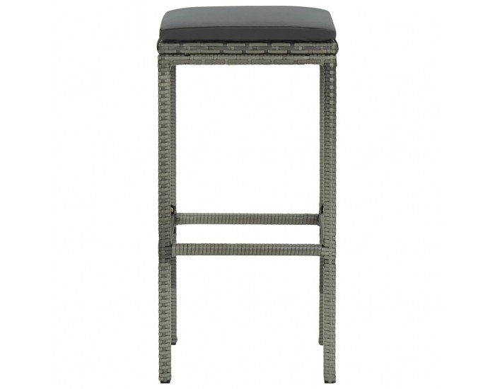 Sonata H Бар табуретки с възглавници, 4 бр, полиратан, сиви