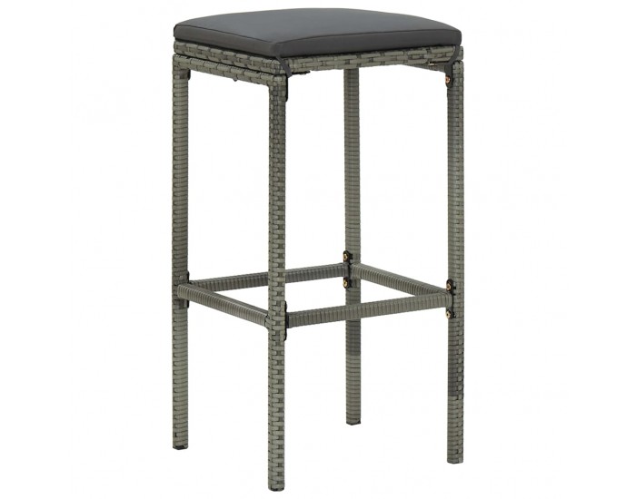 Sonata H Бар табуретки с възглавници, 4 бр, полиратан, сиви