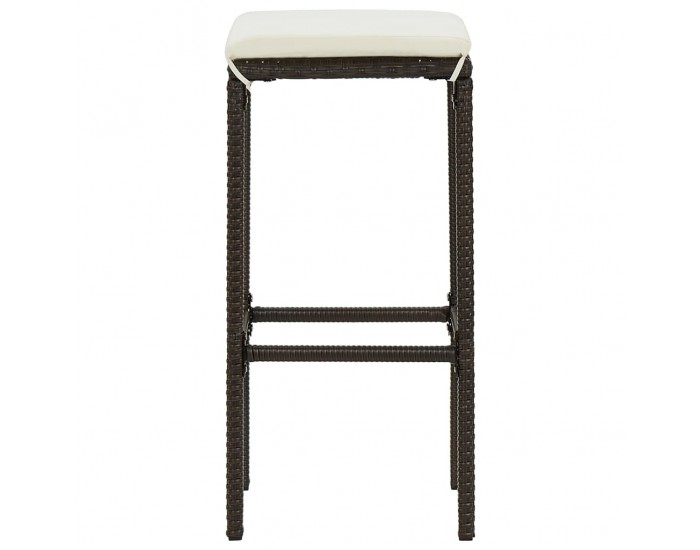 Sonata H Бар табуретки с възглавници, 2 бр, кафяв полиратан