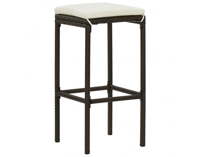 Sonata H Бар табуретки с възглавници, 2 бр, кафяв полиратан