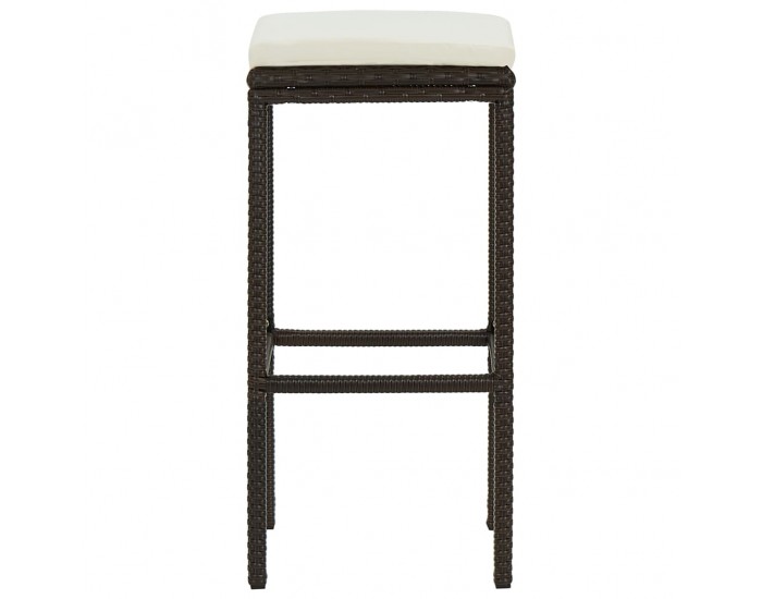 Sonata H Бар табуретки с възглавници, 2 бр, кафяв полиратан